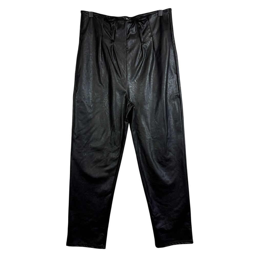 Commando Faux Leather Paperbag High Waist Ankle Pants Black 26” - M